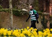 18 March 2020; Glenavon footballer Conan Byrne, formerly of UCD, Sporting Fingal, Shelbourne and St Patrick's Athletic, passes through Stillorgan during his marathon walk in aid of the Irish Cancer Society which took in every SSE Airtricity League of Ireland stadium in the Dublin region and which started off in Tolka Park and finished at the Aviva Stadium. Photo by Sam Barnes/Sportsfile