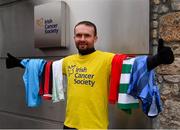 18 March 2020; Glenavon footballer Conan Byrne, formerly of UCD, Sporting Fingal, Shelbourne and St Patrick's Athletic, pictured outside the Irish Cancer Society following his marathon walk in aid of the Irish Cancer Society which took in every SSE Airtricity League of Ireland stadium in the Dublin region and which started off in Tolka Park and finished at the Aviva Stadium. Photo by Sam Barnes/Sportsfile