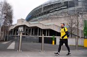 18 March 2020; Glenavon footballer Conan Byrne, formerly of UCD, Sporting Fingal, Shelbourne and St Patrick's Athletic, pictured outside the Aviva Stadium during his marathon walk in aid of the Irish Cancer Society which took in every SSE Airtricity League of Ireland stadium in the Dublin region and which started off in Tolka Park and finished at the Aviva Stadium. Photo by Sam Barnes/Sportsfile