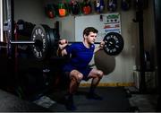 19 March 2020; Enduro mountain bike rider, Greg Callaghan, during a gym session at his home in Dublin. He is currently training at home, following the postponement of the opening two rounds of the Enduro World Series, in Columbia and Chile. Photo by Ramsey Cardy/Sportsfile