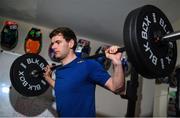 19 March 2020; Enduro mountain bike rider, Greg Callaghan, during a gym session at his home in Dublin. He is currently training at home, following the postponement of the opening two rounds of the Enduro World Series, in Columbia and Chile. Photo by Ramsey Cardy/Sportsfile