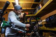 19 March 2020; Enduro mountain bike rider, Greg Callaghan, prepares his bike for a training session in Dublin. He is currently training at home, following the postponement of the opening two rounds of the Enduro World Series, in Columbia and Chile. Photo by Ramsey Cardy/Sportsfile