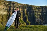 19 March 2020; Professional big wave surfer Ollie O'Flaherty poses for a portrait at the Cliffs of Moher, Clare. Photo by Eóin Noonan/Sportsfile
