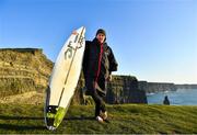 19 March 2020; Professional big wave surfer Ollie O'Flaherty poses for a portrait at the Cliffs of Moher, Clare. Photo by Eóin Noonan/Sportsfile