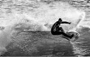 19 March 2020; (EDITORS NOTE: Image has been converted to black & white) Professional big wave surfer Ollie O'Flaherty during a training session at Lahinch Beach, Clare. Photo by Eóin Noonan/Sportsfile