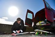 19 March 2020; Professional big wave surfer Ollie O'Flaherty preparing for a training session at Lahinch Beach, Clare. Photo by Eóin Noonan/Sportsfile