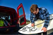 19 March 2020; Professional big wave surfer Ollie O'Flaherty preparing for a training session at Lahinch Beach, Clare. Photo by Eóin Noonan/Sportsfile