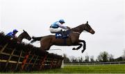 21 March 2020; Politesse, with Conor Orr up, jumps the last on their way to winning The Adare Manor Opportunity Maiden Hurdle ahead of eventual second place Fakiera, with Sean O'Keeffe up, left, at Thurles Racecourse in Tipperary. Photo by Matt Browne/Sportsfile