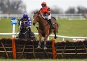 21 March 2020; Jetz, with Robbie Power up, jumps the last on their way to winning The BetVictor Hurdle ahead of Mary Frances, left, with Eoin Walsh up, at Thurles Racecourse in Tipperary. Photo by Matt Browne/Sportsfile