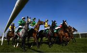 22 March 2020; Runners and riders make their way to post ahead of the Connolly's RED MILLS Irish EBF Auction Maiden Hurdle at Downpatrick Racecourse in Downpatrick, Down. Photo by Ramsey Cardy/Sportsfile