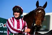 22 March 2020; Jockey Ben Harvey with Space Cadet after winning the Randox Ulster National Handicap Steeplechase at Downpatrick Racecourse in Downpatrick, Down. Photo by Ramsey Cardy/Sportsfile