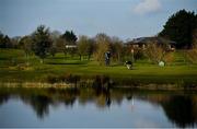 22 March 2020; Members of Craddockstown Golf Club in Kildare, Malachy McVeigh, left, and John Williamson enjoy a round of golf while adhering to the guidelines of social distancing set down by the Health Service Executive. Following directives from the Irish Government and the Department of Health the majority of the country's sporting associations have suspended all activity until March 29, in an effort to contain the spread of the Coronavirus (COVID-19) Photo by Brendan Moran/Sportsfile