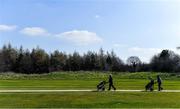 22 March 2020; Members of Craddockstown Golf Club in Kildare, Noel O'Brien, left, and Malachy McVeigh enjoy a round of golf while adhering to the guidelines of social distancing set down by the Health Service Executive. Following directives from the Irish Government and the Department of Health the majority of the country's sporting associations have suspended all activity until March 29, in an effort to contain the spread of the Coronavirus (COVID-19) Photo by Brendan Moran/Sportsfile