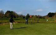 22 March 2020; Members of Craddockstown Golf Club in Kildare, Malachy McVeigh, right, and John Williamson enjoy a round of golf while adhering to the guidelines of social distancing set down by the Health Service Executive. Following directives from the Irish Government and the Department of Health the majority of the country's sporting associations have suspended all activity until March 29, in an effort to contain the spread of the Coronavirus (COVID-19) Photo by Brendan Moran/Sportsfile