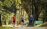 23 March 2020; Racewalkers David Kenny, left, and Brendan Boyce, centre, with coach Rob Heffernan during a training session as Team Ireland Racewalkers Continue Olympic Preperations at Fota Island in Cork. Photo by Eóin Noonan/Sportsfile
