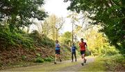 23 March 2020; Racewalkers Brendan Boyce, left, and David Kenny, right, with coach Rob Heffernan, centre, during a training session as Team Ireland Racewalkers Continue Olympic Preperations at Fota Island in Cork. Photo by Eóin Noonan/Sportsfile