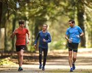 23 March 2020; Racewalkers David Kenny, left, and Brendan Boyce, right, with coach Rob Heffernan, centre, during a training session as Team Ireland Racewalkers Continue Olympic Preperations at Fota Island in Cork. Photo by Eóin Noonan/Sportsfile