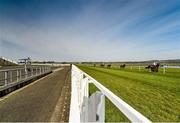 23 March 2020; Poetic Flare, right, with Kevin Manning up, on their way to winning the Irish Stallion Farms EBF Maiden in front of the empty grandstand at Naas Racecourse in Naas, Co Kildare. Photo by Seb Daly/Sportsfile