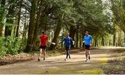 23 March 2020; Racewalkers David Kenny, left, and Brendan Boyce, right, with coach Rob Heffernan, centre, during a training session as Team Ireland Racewalkers Continue Olympic Preperations at Fota Island in Cork. Photo by Eóin Noonan/Sportsfile