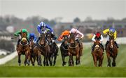 23 March 2020; Lemista, centre, with Chris Hayes up, races alongside eventual second place Hamariyna, left, with Ronan Whelan up, and eventual third place Even So, right, with Colin Keane up, on their way to winning the Lodge Park Stud Irish EBF Park Express Stakes at Naas Racecourse in Naas, Co Kildare. Photo by Seb Daly/Sportsfile