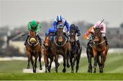 23 March 2020; Lemista, centre, with Chris Hayes up, races alongside eventual second place Hamariyna, left, with Ronan Whelan up, and eventual third place, Even So, right, with Colin Keane up, on their way to winning the Lodge Park Stud Irish EBF Park Express Stakes at Naas Racecourse in Naas, Co Kildare. Photo by Seb Daly/Sportsfile