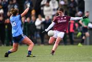 23 February 2020; Róisín Leonard of Galway in action against Laura McGinley of Dublin during the 2020 Lidl Ladies National Football League Division 1 Round 4 match between Dublin and Galway at Parnell Park in Dublin. Photo by Piaras Ó Mídheach/Sportsfile