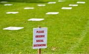 24 March 2020; A view of a social distancing advisory sign in the parade ring prior to racing at Clonmel Racecourse in Clonmel, Tipperary. Photo by Seb Daly/Sportsfile
