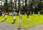 24 March 2020; Jockeys and trainers in the parade ring observe social distancing guidelines prior to the Money Back On The BoyleSports App Maiden Hurdle at Clonmel Racecourse in Clonmel, Tipperary. Photo by Seb Daly/Sportsfile