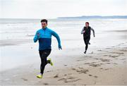 24 March 2020; Reigning Irish 200m track & field champion Phil Healy and her training partner Conor Wilson during a training session at Ballinesker Beach in Wexford. Photo by Sam Barnes/Sportsfile