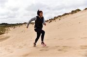 24 March 2020; Reigning Irish 200m track & field champion Phil Healy during a training session at Ballinesker Beach in Wexford. Photo by Sam Barnes/Sportsfile