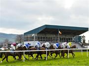 24 March 2020; A view of the field as they pass the grandstand during the Play Lotto On The BoyleSports App Maiden Hurdle at Clonmel Racecourse in Clonmel, Tipperary. Photo by Seb Daly/Sportsfile