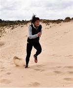 24 March 2020; Reigning Irish 200m track & field champion Phil Healy during a training session at Ballinesker Beach in Wexford. Photo by Sam Barnes/Sportsfile