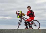 25 March 2020; 2019 Male 9-10 BMX Ireland Champion Malachy O’Reilly, age 10, from Finglas, Dublin, poses for a portrait during a Lucan BMX Club feature, at Lucan BMX track, Dublin. Photo by Seb Daly/Sportsfile