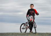 25 March 2020; 2019 BMX World Challenge U8 Boys Finalist, UK and Leinster No1 and All-Ireland 2019 Champion Evan ‘The Bullet’ Bartley, age 9, from Clonee, Co Dublin, poses for a portrait during a Lucan BMX Club feature, at Lucan BMX track, Dublin. Photo by Seb Daly/Sportsfile