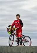 25 March 2020; 2019 Male 9-10 BMX Ireland Champion Malachy O’Reilly, age 10, from Finglas, Dublin, poses for a portrait during a Lucan BMX Club feature, at Lucan BMX track, Dublin. Photo by Seb Daly/Sportsfile