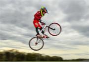 25 March 2020; 2019 Male 9-10 BMX Ireland Champion Malachy O’Reilly, age 10, from Finglas, Dublin, during a Lucan BMX Club feature, at Lucan BMX track, Dublin. Photo by Seb Daly/Sportsfile