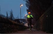 26 March 2020; Reigning Irish 5,000m track & field champion Hiko Tonosa, who is originally from Ethopia and received his certificate of naturalisation as an Irish citizen in March 2020 and is now eligible to run internationally for Ireland, during an early morning training run in Dublin, which helps him with the guidelines of social distancing and avoid contracting Coronavirus (COVID-19). Photo by Ramsey Cardy/Sportsfile