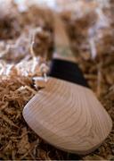 31 March 2020; A finished hurl sits in shavings ready to be sold at The Star Hurley in Jenkinstown, Kilkenny. Photo by Ramsey Cardy/Sportsfile