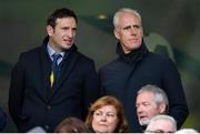 3 November 2019; FAI General Manager Noel Mooney, left, and Republic of Ireland Manager Mick McCarthy look on ahead of the extra.ie FAI Cup Final between Dundalk and Shamrock Rovers at the Aviva Stadium in Dublin. Photo by Seb Daly/Sportsfile