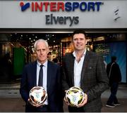 10 February 2020; The Football Association of Ireland are delighted to announce a new partnership with the leading Irish sports retailer INTERSPORT Elverys, as the new title sponsor of the FAI Summer Soccer Schools. Pictured at the announcement is Republic of Ireland manager Mick McCarthy and FAI Interim Deputy Chief Executive Niall Quinn at INTERSPORT Elverys, Henry Street in Dublin. Photo by Stephen McCarthy/Sportsfile