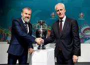 22 November 2019; Republic of Ireland manager Mick McCarthy, right, and Slovakia manager Pavel Hapal following the UEFA EURO 2020 Play-Off Draw at UEFA Headquarters in Nyon, Switzerland. Photo by UEFA via Sportsfile