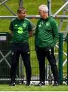 30 May 2019; Republic of Ireland manager Mick McCarthy speaks with Republic of Ireland U21's manager Stephen Kenny following the Friendly match between Republic of Ireland and Republic of Ireland U21's at the FAI National Training Centre in Dublin. Photo by Harry Murphy/Sportsfile