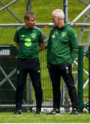 30 May 2019; Republic of Ireland manager Mick McCarthy speaks with Republic of Ireland U21's manager Stephen Kenny following the Friendly match between Republic of Ireland and Republic of Ireland U21's at the FAI National Training Centre in Dublin. Photo by Harry Murphy/Sportsfile