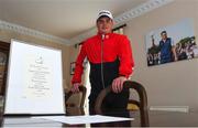 7 April 2020; Amateur Golf Champion James Sugrue with his invitation to the 2020 Masters tournament in Augusta National Golf Club, Georgia, at his home in Mallow, Cork. Photo by Eóin Noonan/Sportsfile