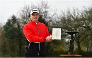7 April 2020; Amateur Golf Champion James Sugrue with his invitation to the 2020 Masters tournament in Augusta National Golf Club, Georgia, at his home in Mallow, Cork. Photo by Eóin Noonan/Sportsfile