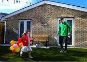 17 April 2020; Republic of Ireland and Shamrock Rovers midfielder Jack Byrne and his niece Grace, who celebrated her fourth birthday, at their home, off Clonliffe Road, in Dublin. Photo by Stephen McCarthy/Sportsfile