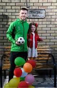 17 April 2020; Republic of Ireland and Shamrock Rovers midfielder Jack Byrne poses with his niece Grace, who celebrated her fourth birthday, at their home, off Clonliffe Road, in Dublin. Photo by Stephen McCarthy/Sportsfile