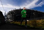 17 April 2020; Republic of Ireland and Shamrock Rovers midfielder Jack Byrne passes Croke Park during a training run along the Royal Canal at Ballybough near his home in Dublin. Photo by Stephen McCarthy/Sportsfile