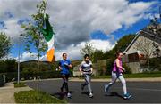 5 May 2020; Hannah Nolan from Tinahely, Wicklow, leads the way for her children Chloe, age 10, and William, age 11, during Active At Home Week. The Daily Mile is promoted by Athletics Ireland. Photo by Matt Browne/Sportsfile