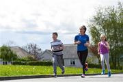 5 May 2020; Hannah Nolan from Tinahely, Wicklow, leads the way for her children Chloe, age 10, and William, age 11, during Active At Home Week. The Daily Mile is promoted by Athletics Ireland. Photo by Matt Browne/Sportsfile